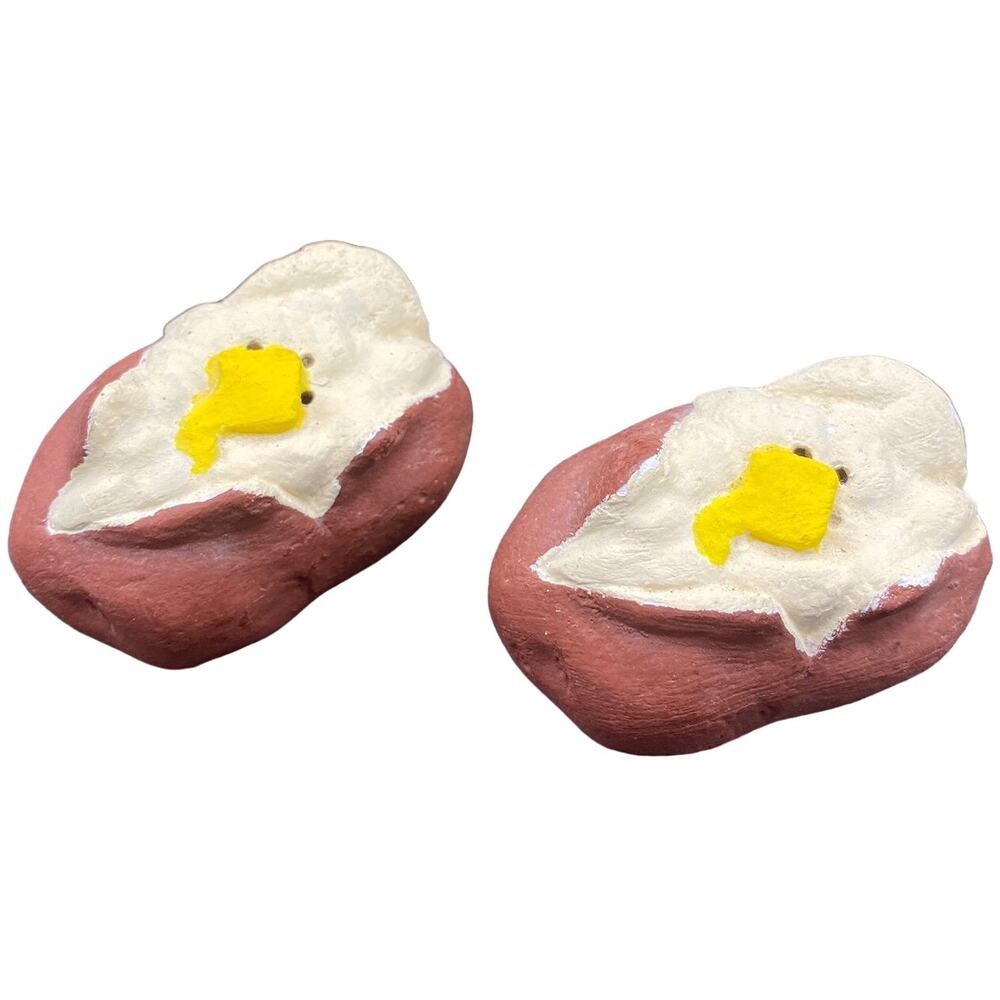 Vintage polymer clay fried egg miniature decorations